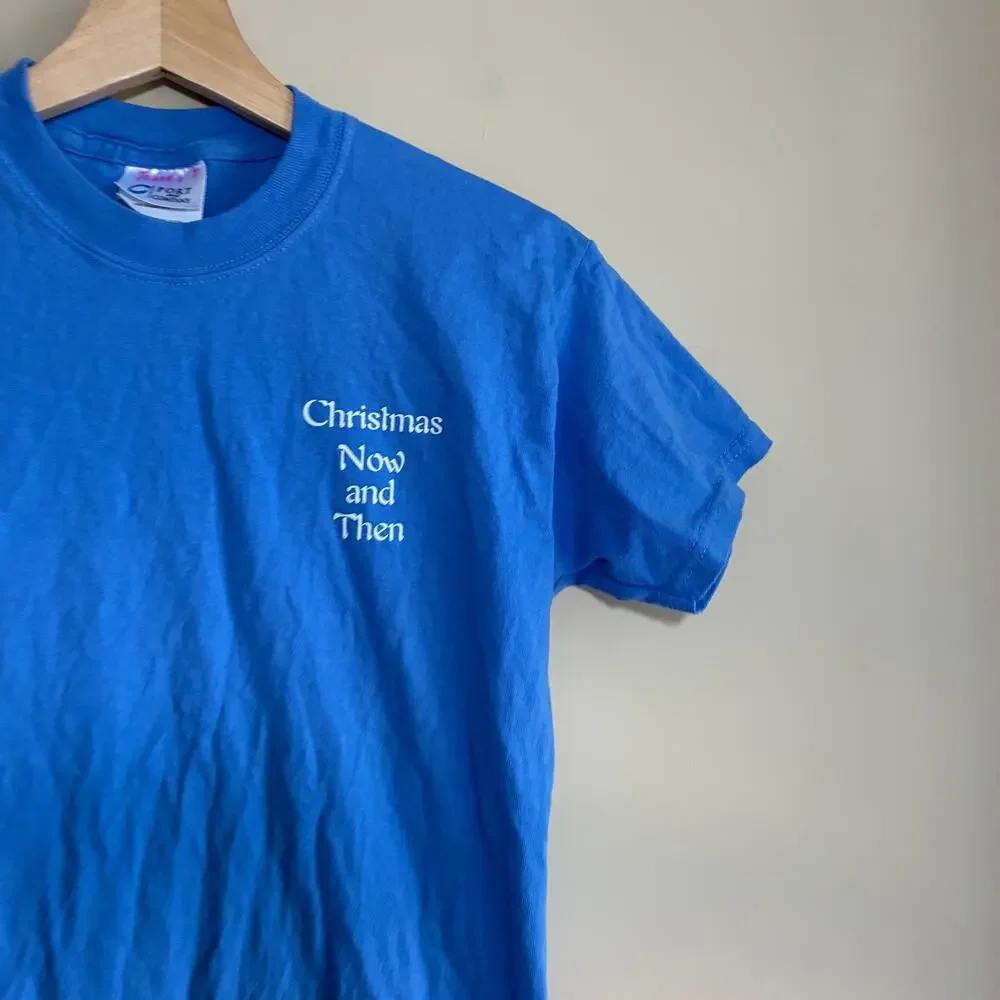 Christmas now and then 2010 production blue t-shirt kids size medium cotton